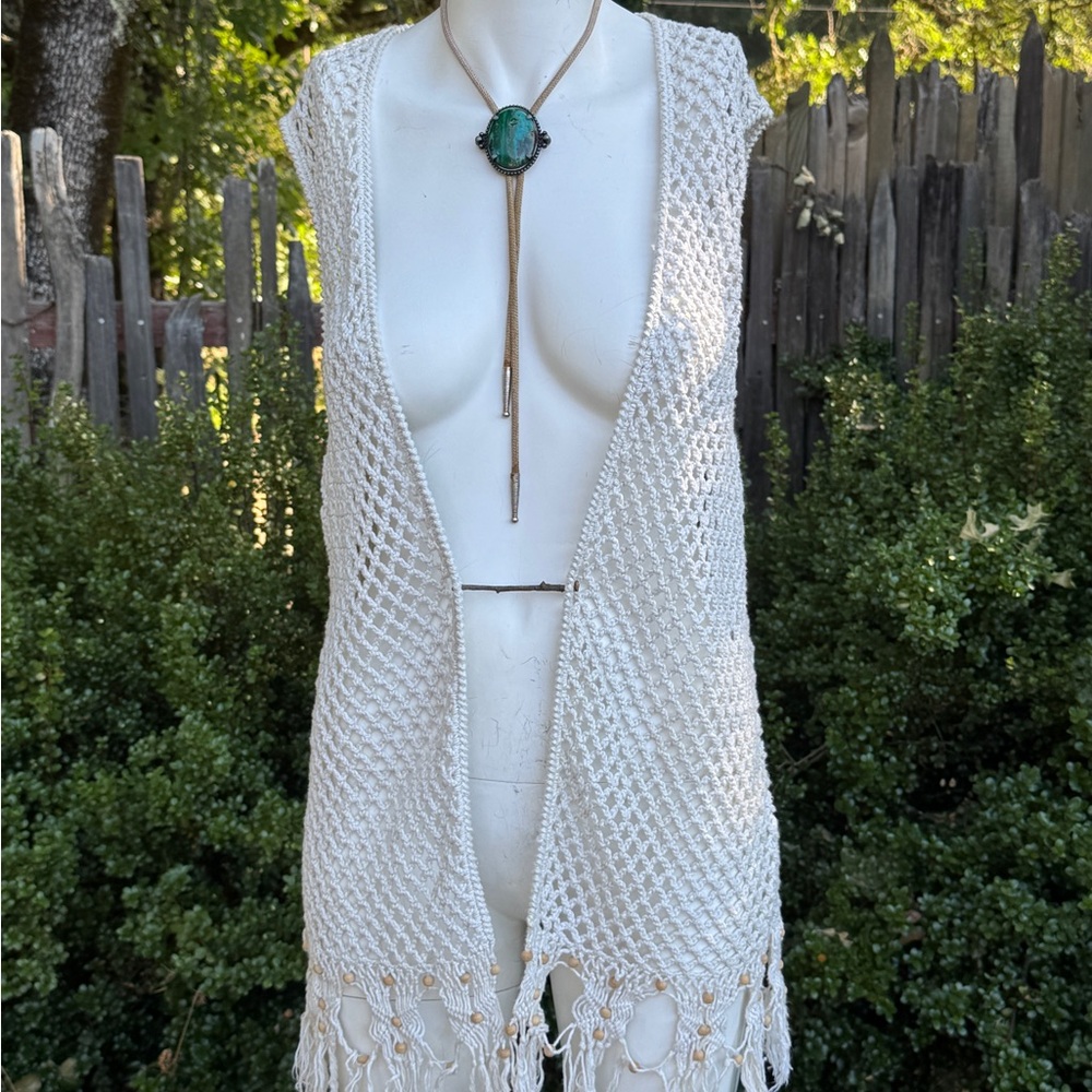 Vintage Cream Crochet Vest